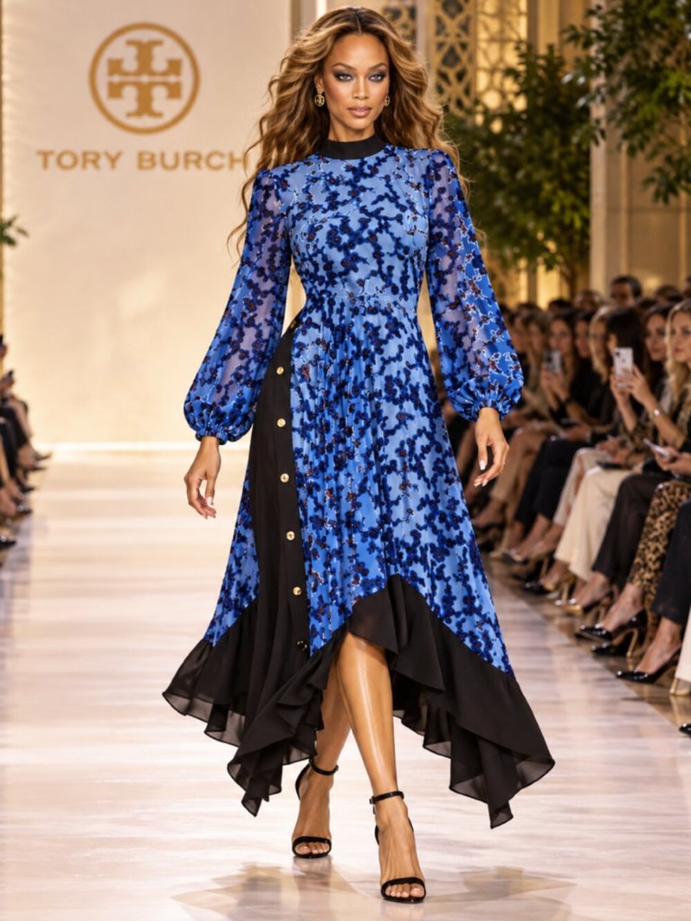 TORY BURCH RUNWAY MIDI DRESS SIZE S